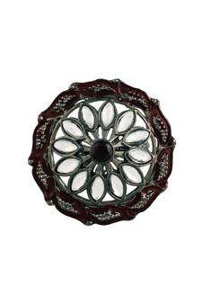Silver Oxidized Kundan Meenakari Work Designer Adjustable Finger Ring for Women (FL197M)
