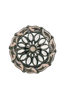 Silver Oxidized Kundan Meenakari Work Designer Adjustable Finger Ring for Women (FL197Pi)