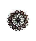 Silver Oxidized Kundan Meenakari Work Designer Adjustable Finger Ring for Women (FL198M)