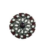 Silver Oxidized Kundan Meenakari Work Designer Adjustable Finger Ring for Women (FL199M)