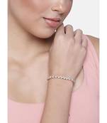 Rose Gold Plated Cubic Zirconia Adjustable Bracelet Jewellery with Pull-Chain for Women & Girls 