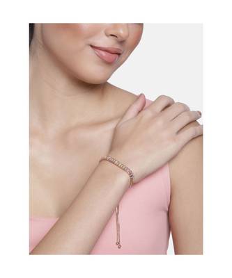 Rose Gold Plated Cubic Zirconia Adjustable Bracelet Jewellery with Pull-Chain for Women & Girls (ADB163) 2