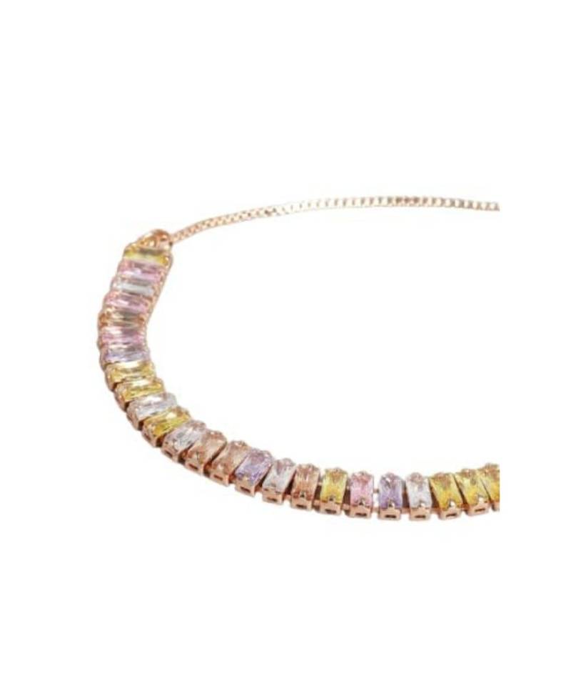 Rose Gold Plated Cubic Zirconia Adjustable Bracelet Jewellery with Pull-Chain for Women & Girls (ADB163)