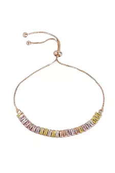 Rose Gold Plated Cubic Zirconia Adjustable Bracelet Jewellery with Pull-Chain for Women & Girls (ADB163)