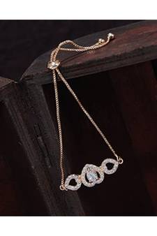 Rhodium Plated Cubic Zirconia Adjustable Bracelet Jewellery with Pull-Chain for Women & Girls (ADB164RG)