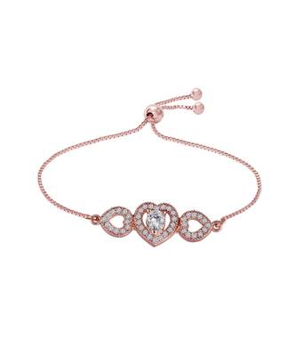 Rhodium Plated Cubic Zirconia Adjustable Bracelet Jewellery with Pull-Chain for Women & Girls  2