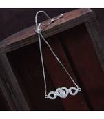 Silver Alloy Rhodium Plated American Diamond Heart Bracelet