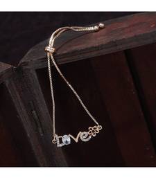 Rose Gold Plated Cubic Zirconia Adjustable Bracelet Jewellery with Pull-Chain for Women & Girls 