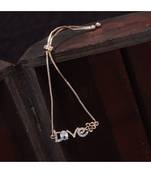 Rose Gold Plated Cubic Zirconia Adjustable Bracelet Jewellery with Pull-Chain for Women & Girls 