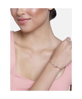 Rose Gold Plated Cubic Zirconia Adjustable Bracelet Jewellery with Pull-Chain for Women & Girls  3