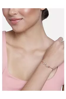 Rose Gold Plated Cubic Zirconia Adjustable Bracelet Jewellery with Pull-Chain for Women & Girls 