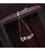 Rhodium Plated Cubic Zirconia Adjustable Bracelet Jewellery with Pull-Chain for Women & Girls 