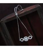 Rhodium Plated Cubic Zirconia Adjustable Bracelet Jewellery with Pull-Chain for Women & Girls 