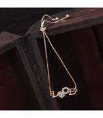 Rose Gold Plated Cubic Zirconia Adjustable Bracelet Jewellery with Pull-Chain for Women & Girls 