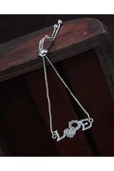 Rose Gold Plated Cubic Zirconia Adjustable Bracelet Jewellery with Pull-Chain for Women & Girls (ADB167S)