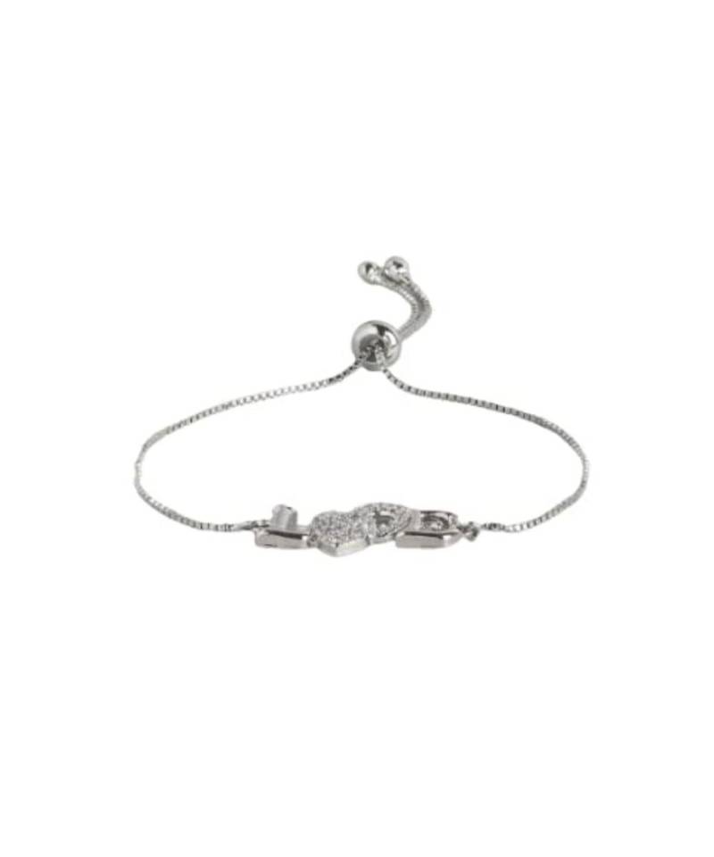 Rose Gold Plated Cubic Zirconia Adjustable Bracelet Jewellery with Pull-Chain for Women & Girls 