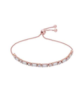 Rose Gold Plated Cubic Zirconia Adjustable Bracelet Jewellery with Pull-Chain for Women & Girls  2