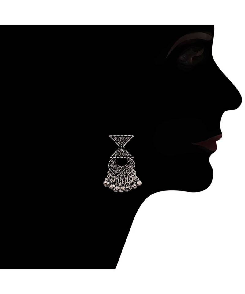 Oxidised German Silver Plated Afghani Choker Necklace Jewellery Set for Women 