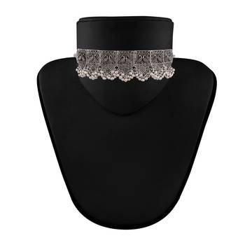 Oxidized German Silver Plated Afghani Choker Necklace Jewellery Set for Women (MC067) 3