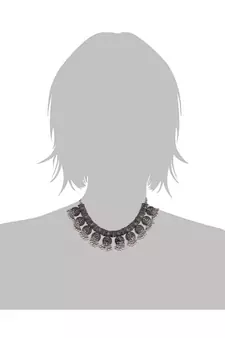 Oxidised German Silver Plated Afghani Choker Necklace Jewellery Set for Women (MC070)