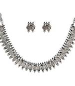 Silver Oxidised Traditional South Indian Style Coin Necklace With Earrings For Women & Girls (MC061OX)