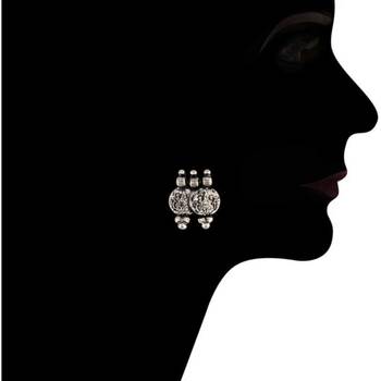 Silver Oxidised Traditional South Indian Style Coin Necklace With Earrings For Women & Girls (MC061OX) 3