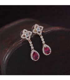 Rose Gold Plated Glittering Crystal AD Stone Dangle & Drop Earrings for Women & Girls 
