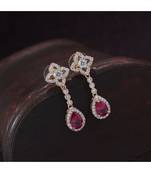 Rose Gold Plated Glittering Crystal AD Stone Dangle & Drop Earrings for Women & Girls 