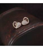 Rose Gold Plated Glittering Crystal AD Stone Heart Shaped Stud Earrings for Women & Girls 