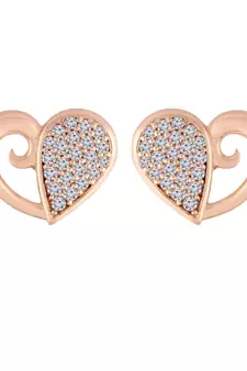 Rose Gold Plated Glittering Crystal AD Stone Heart Shaped Stud Earrings for Women & Girls 