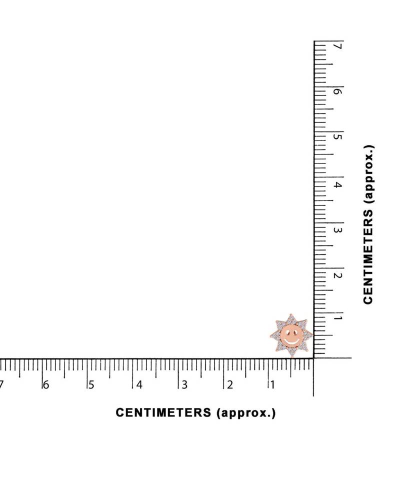 Rose Gold Plated Glittering AD Stone Smiley Face Stud Earrings for Women & Girls 