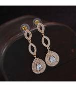 Rose Gold Plated Glittering Crystal AD Stone Dangle & Drop Earrings for Women & Girls 