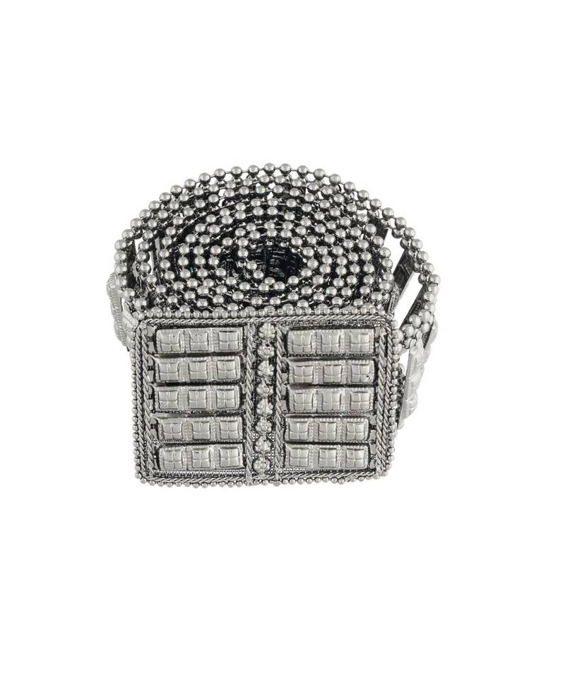 Rhodium Plated Metal Adjustable Kamarband Waist Belt for Women Girls (B030S)