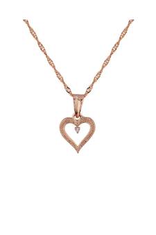 Rose Gold Plated Glittering CZ Zircon Heart Chain Pendent Necklace for Women & Girls (CH51RG)