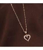 Rose Gold Plated Glittering CZ Zircon Heart Chain Pendent Necklace for Women & Girls 