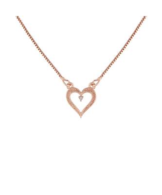 Rose Gold Plated Glittering CZ Zircon Heart Chain Pendent Necklace for Women & Girls  2
