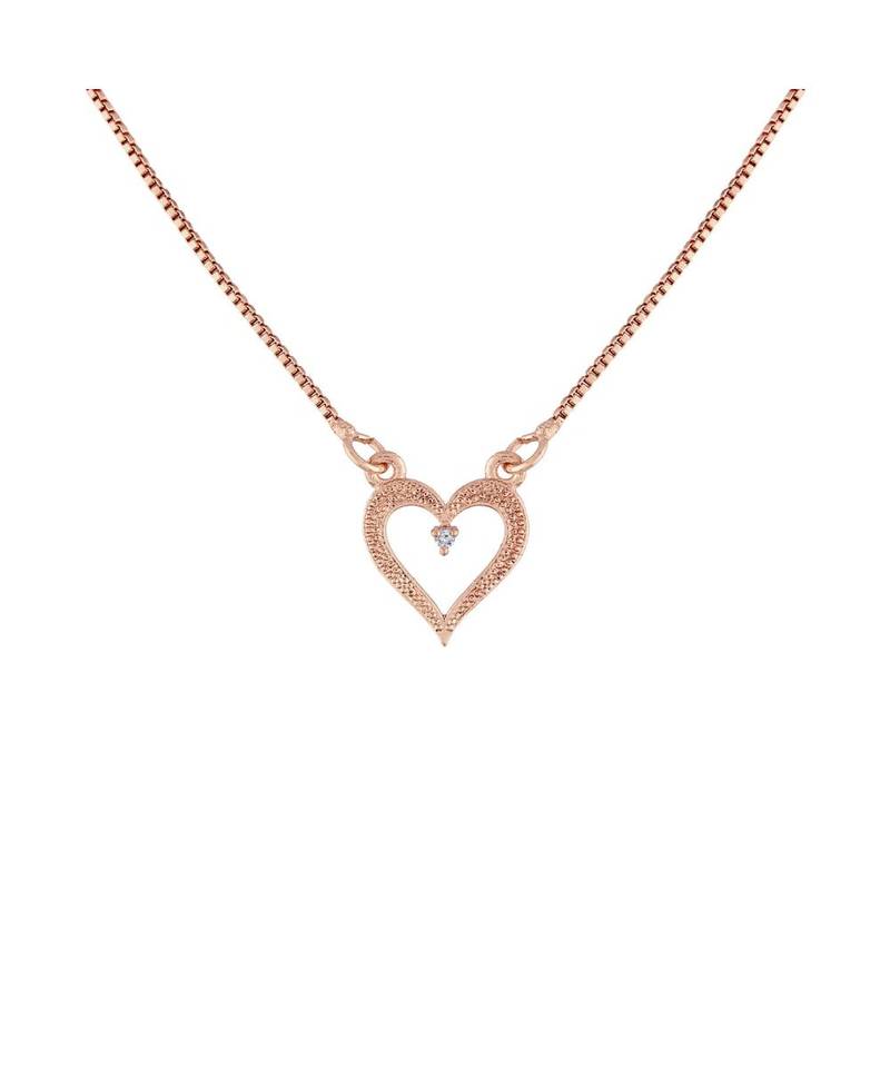 Rose Gold Plated Glittering CZ Zircon Heart Chain Pendent Necklace for Women & Girls 