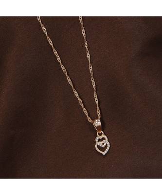 Rose Gold Plated Glittering CZ Zircon Heart Chain Pendent Necklace for Women & Girls (CH54RG) 1