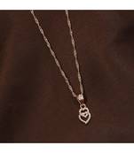 Rose Gold Plated Glittering CZ Zircon Heart Chain Pendent Necklace for Women & Girls (CH54RG)