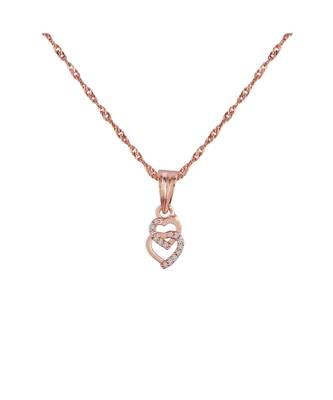 Rose Gold Plated Glittering CZ Zircon Heart Chain Pendent Necklace for Women & Girls (CH54RG) 2