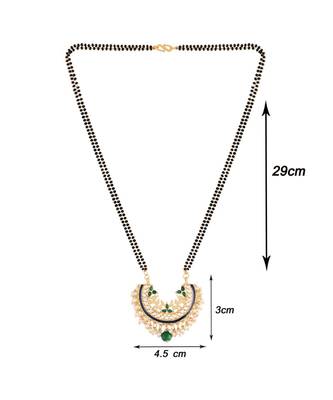 Traditional Meena Work Pearl Studded Pendant with Black Bead Chain Mangalsutra for Women  4