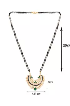 Traditional Meena Work Pearl Studded Pendant with Black Bead Chain Mangalsutra for Women 