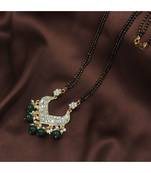 Traditional Pearl Beads Studded Pendant with Black Bead Chain Mangalsutra for Women 