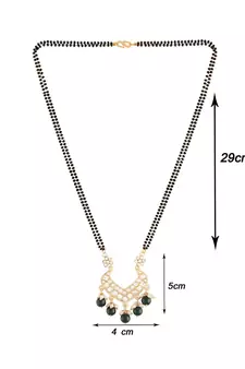 Traditional Pearl Beads Studded Pendant with Black Bead Chain Mangalsutra for Women 