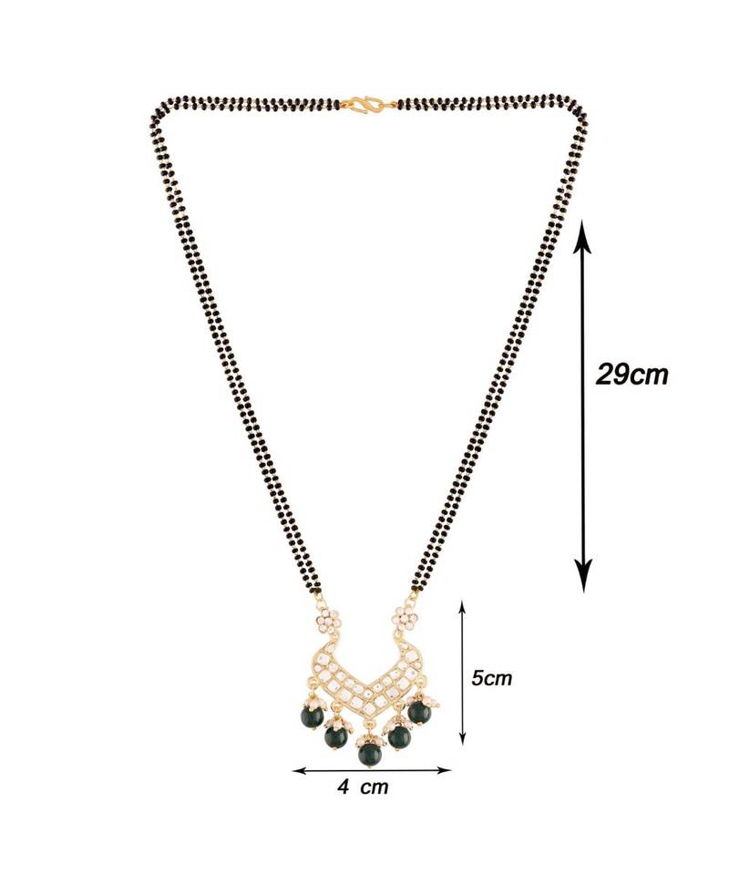 Traditional Pearl Beads Studded Pendant with Black Bead Chain Mangalsutra for Women 