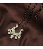 Traditional Pearl Beads Studded Pendant with Black Bead Chain Mangalsutra for Women 