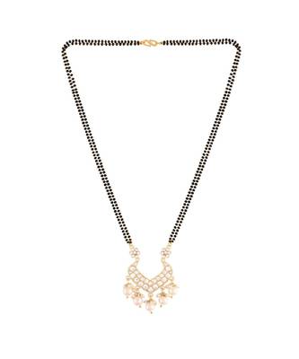Traditional Pearl Beads Studded Pendant with Black Bead Chain Mangalsutra for Women  2
