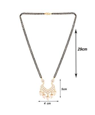 Traditional Pearl Beads Studded Pendant with Black Bead Chain Mangalsutra for Women  3
