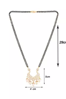 Traditional Pearl Beads Studded Pendant with Black Bead Chain Mangalsutra for Women 