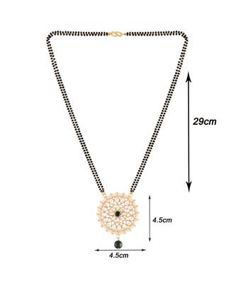 Traditional Pearl Kundan Studded Pendant with Black Bead Chain Mangalsutra for Women  3